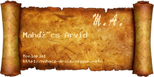 Mahács Arvid névjegykártya